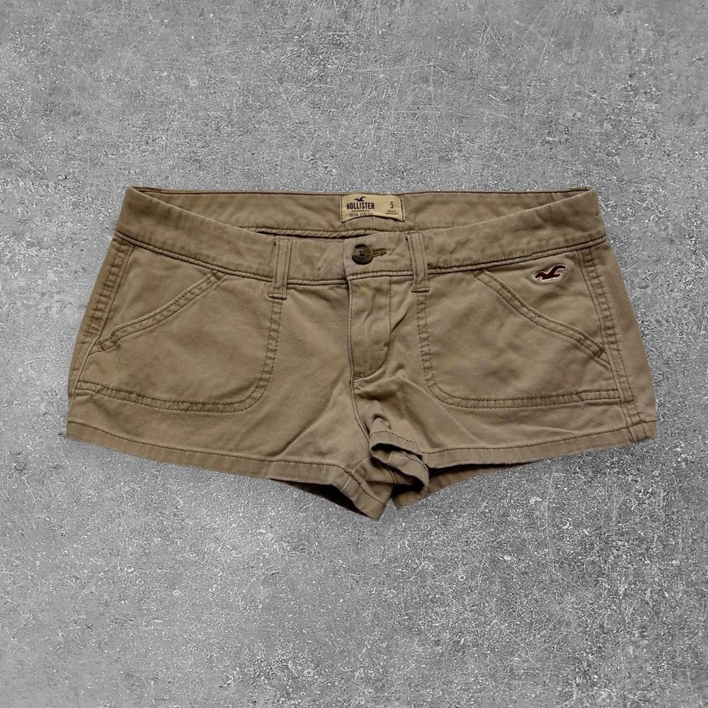 Hollister Co Y2K Khaki Shorts Tan So Cal Stretch Low Rise Women Size 5